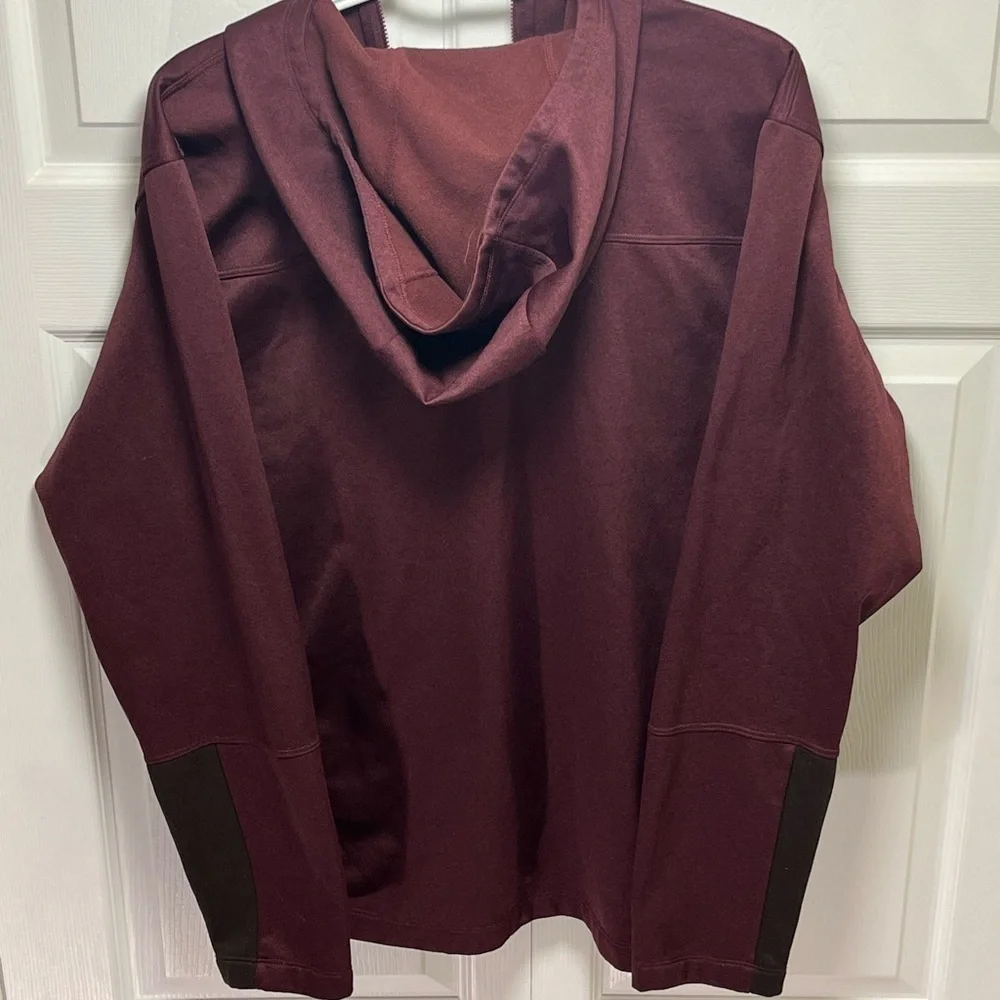 The North Face Men's Maroon Hoodie Jacket with Orange Accents